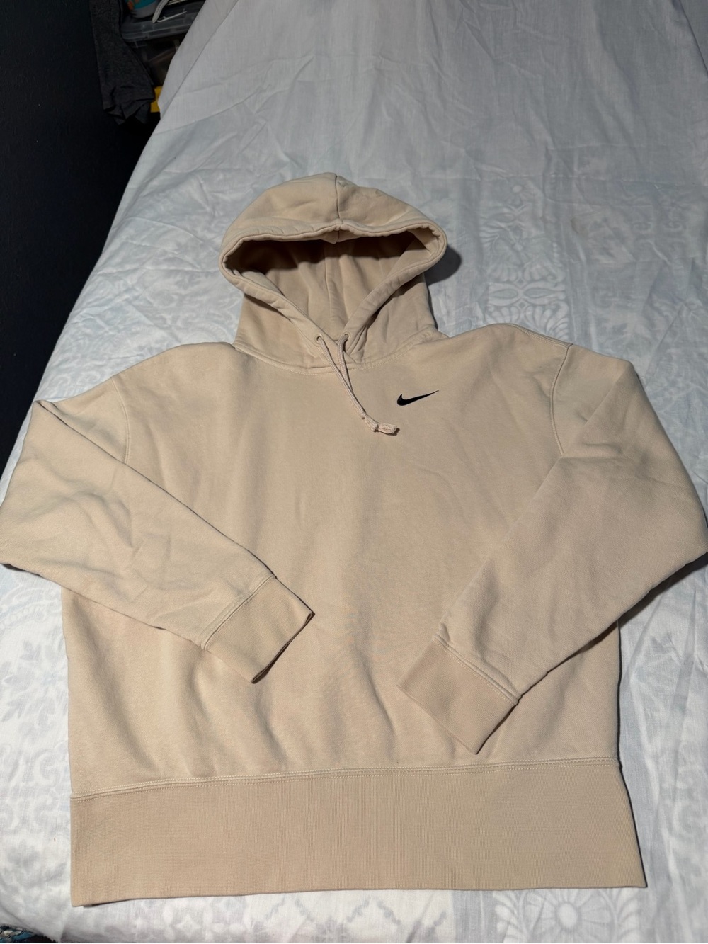 Nike sportswear club fleece Women oversized Beige Pullover Hoodie size S